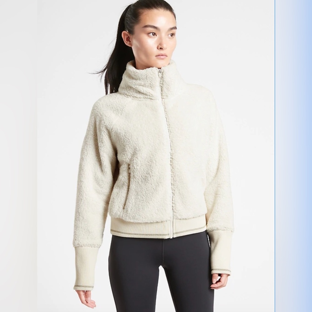 Athleta Tugga sherpa jacket in natural, size XL, Like new
